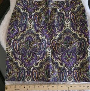 J. Crew | Purple Paisley Bohemian Print Number 2 Pencil Skirt Size 10 M Medium